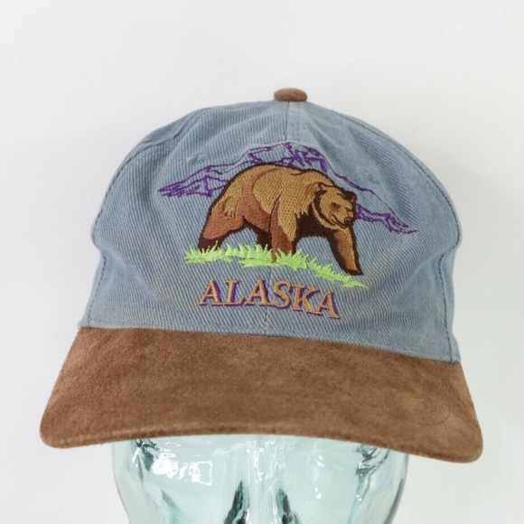 Vintage Other - Vintage Alaska Bear Spell Out Leather Denim Hat